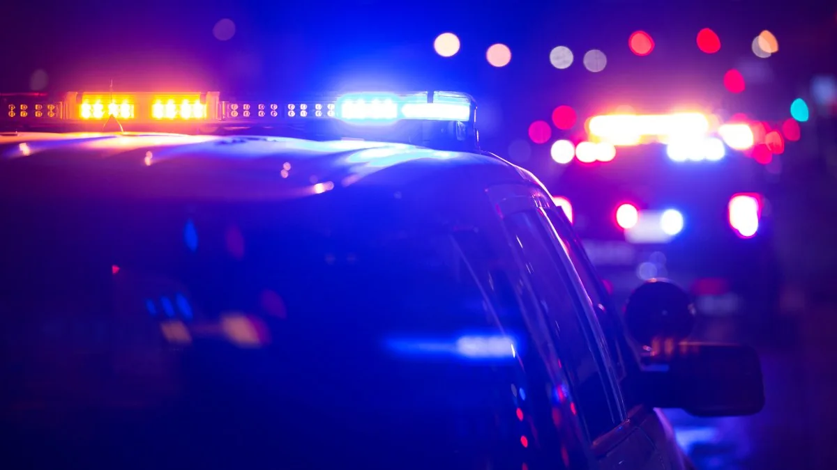 Police lights outside a home in Frankfort, Illinois after a 2-year-old boy was found dead