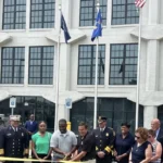 Syracuse police headquarters and officers during a recruitment effort